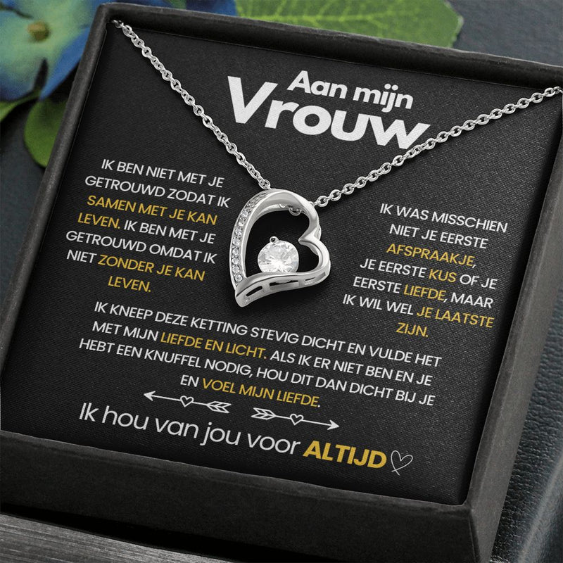 Pendant Necklace with Heart-Shaped Zirconia Stone - Ella-14k White Gold-Standard-State of Style