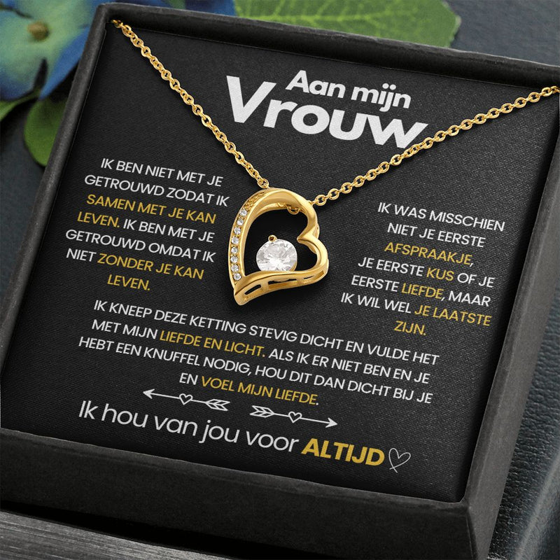 Pendant Necklace with Heart-Shaped Zirconia Stone - Ella-14k White Gold-Standard-State of Style