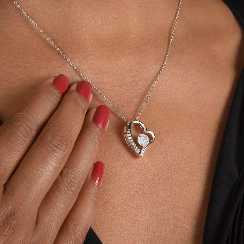 Pendant Necklace with Heart-Shaped Zirconia Stone - Esmée-14k White Gold-Standard-State of Style