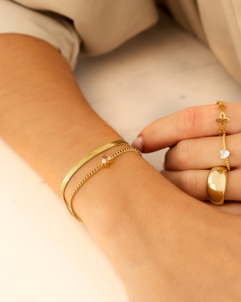 Personalised Heart Birthstone Bracelet | Custom Jewellery Gift-Gold-plated-January-State of Style