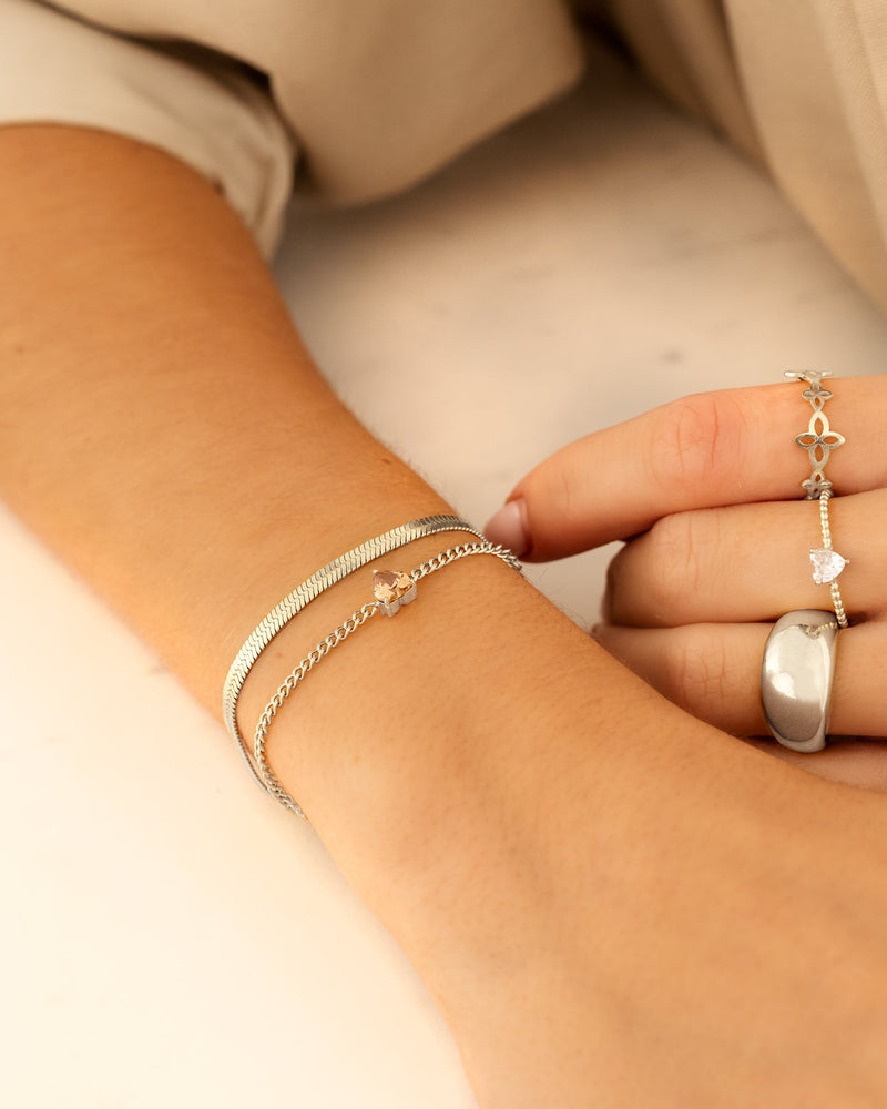 Personalised Heart Birthstone Bracelet | Custom Jewellery Gift-Gold-plated-January-State of Style