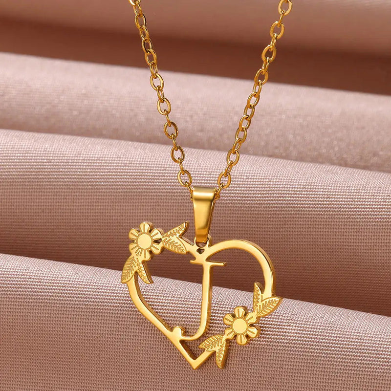 Personalised Heart Initial Necklace | Custom Jewellery-J-State of Style