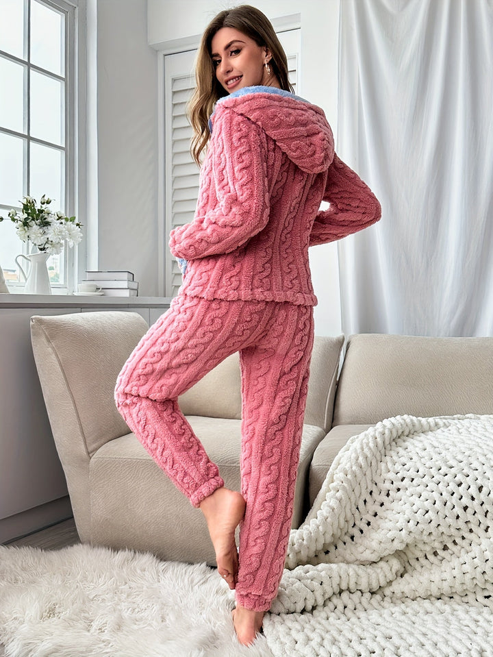 Pink Hoodie Pajama Set with Pants - Lenora-S-State of Style