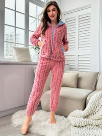 Pink Hoodie Pajama Set with Pants - Lenora-S-State of Style