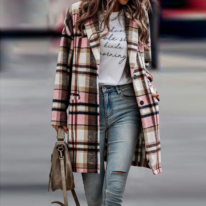 Plaid Jacket for Women | Stylish and Comfortable-Pink-S-State of Style