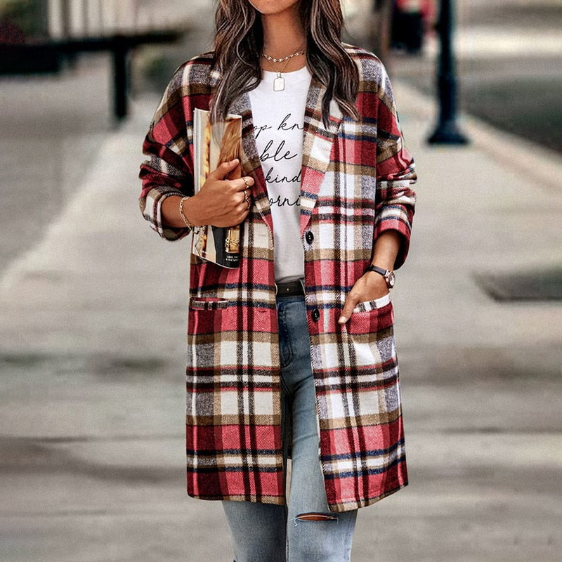 Plaid Jacket for Women | Stylish and Comfortable-Red-S-State of Style