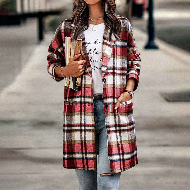 Plaid Jacket for Women | Stylish and Comfortable-Red-S-State of Style