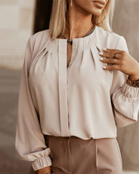 Plain Pleated Shirt with Luxe Details - Claire-State of Style