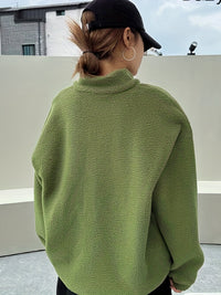 Plain Quarter-Zip Pullover Sweatshirt – Nina-Green-S-State of Style