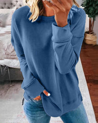 Plain Women's Sweatshirt - Serena-Blue-XS-State of Style