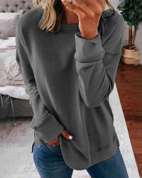 Plain Women's Sweatshirt - Serena-Dark Grey-XS-State of Style