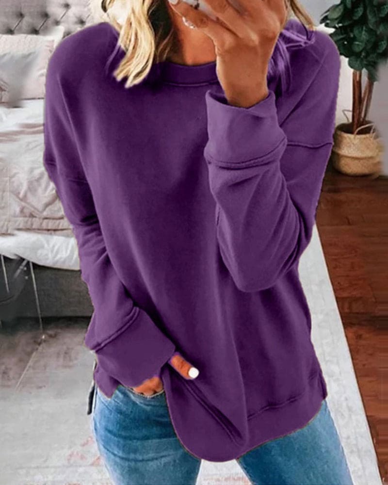 Plain Women's Sweatshirt - Serena-Purple-XS-State of Style