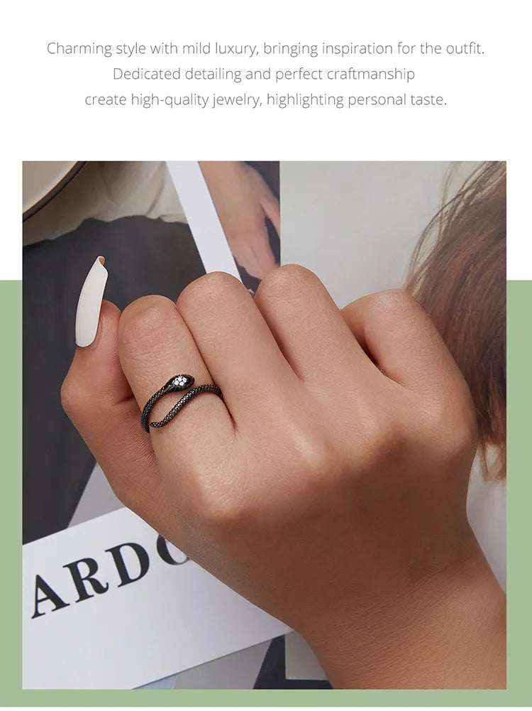Platinum Reptile Ring | Green Zircon Spiral-Silver-State of Style
