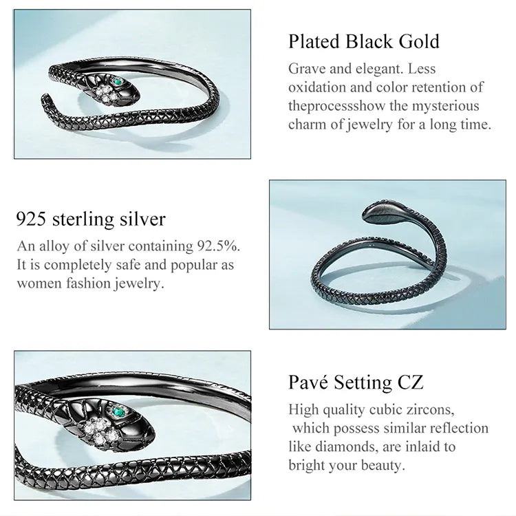 Platinum Reptile Ring | Green Zircon Spiral-Silver-State of Style