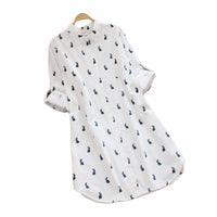 Playful shirt dress with rabbit print and lapel collar – Elina-S-State of Style