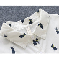 Playful shirt dress with rabbit print and lapel collar – Elina-S-State of Style