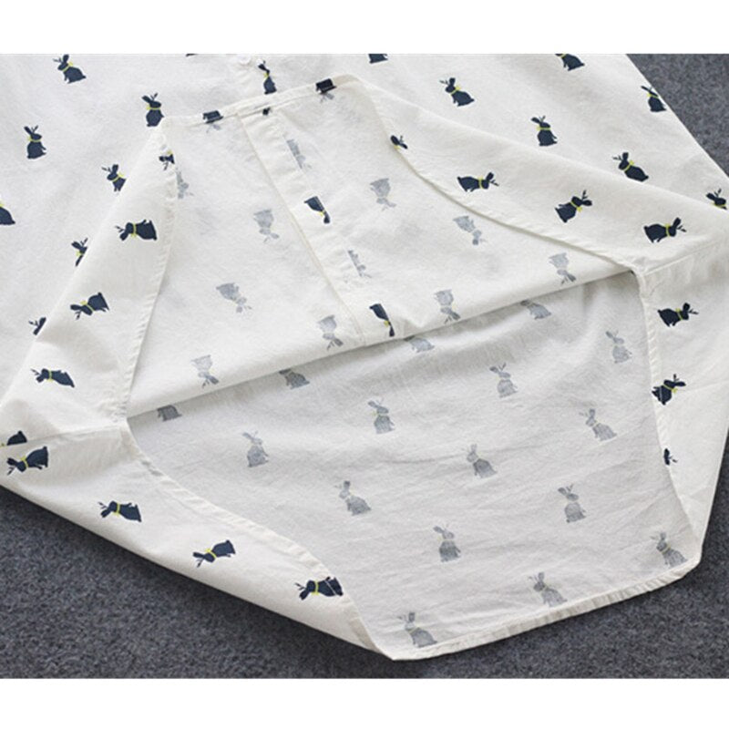 Playful shirt dress with rabbit print and lapel collar – Elina-S-State of Style