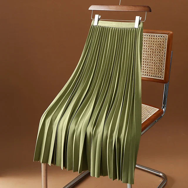 Pleated A-line skirt – Aurelia-Army green-S-State of Style