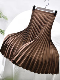 Pleated A-line skirt – Aurelia-Brown-S-State of Style