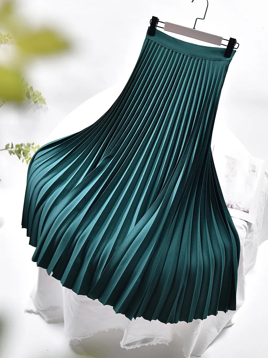 Pleated A-line skirt – Aurelia-Green-S-State of Style