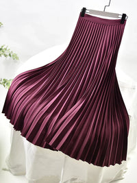Pleated A-line skirt – Aurelia-Wine red-S-State of Style