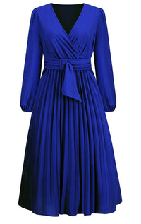 Pleated Dress For Women | Elegant & Versatile-Blue-S-State of Style