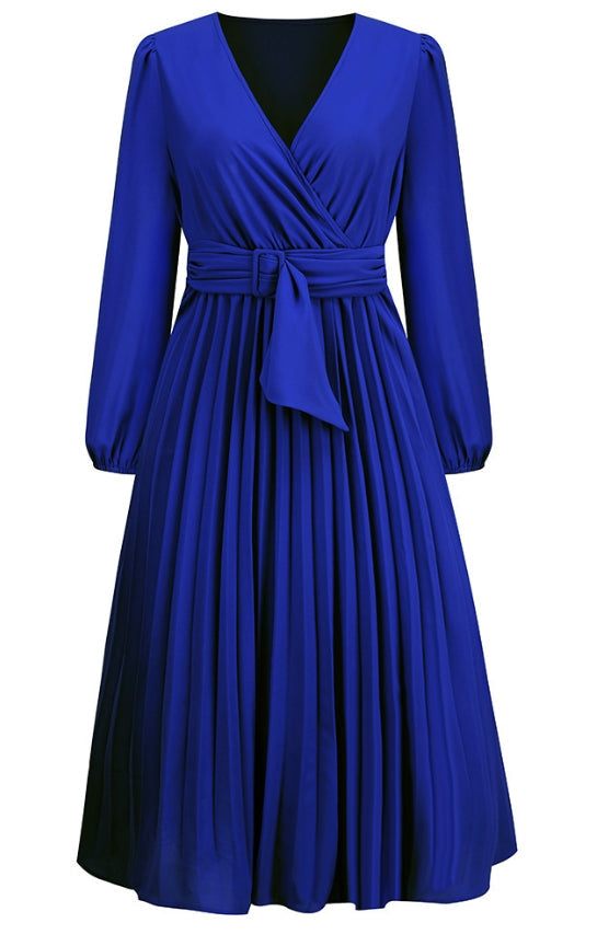 Pleated Dress For Women | Elegant & Versatile-Blue-S-State of Style