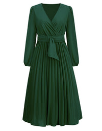 Pleated Dress For Women | Elegant & Versatile-Green-S-State of Style