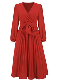 Pleated Dress For Women | Elegant & Versatile-Red-S-State of Style