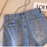 Plus Size High-Waisted Denim Shorts-Light Blue-2XL-State of Style