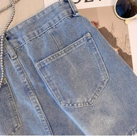 Plus Size High-Waisted Denim Shorts-Light Blue-2XL-State of Style