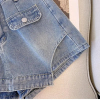 Plus Size High-Waisted Denim Shorts-Light Blue-2XL-State of Style
