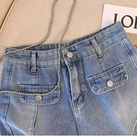 Plus Size High-Waisted Denim Shorts-Light Blue-2XL-State of Style
