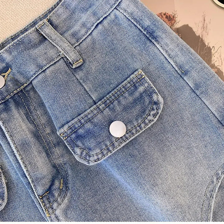 Plus Size High-Waisted Denim Shorts-Light Blue-2XL-State of Style