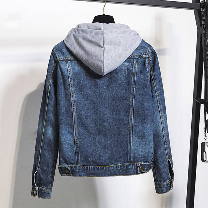 Plus Size Hooded Denim Jacket | Stylish & Comfortable-Light Blue-S-State of Style