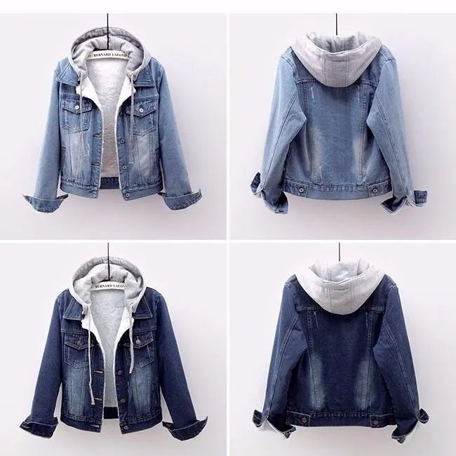 Plus Size Hooded Denim Jacket | Stylish & Comfortable-Light Blue-S-State of Style
