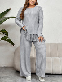Plus-Size Two-Piece Outfit Set with Fringe-XL-State of Style