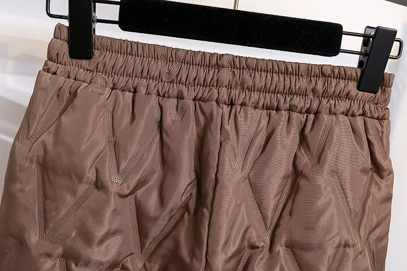 Plus Size Winter Down Cotton Pants-Brown-S-State of Style