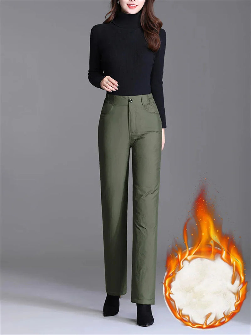 Plus-Size Winter Straight Down Pants – Warm & Stylish for Cold Weather-Blue-S-State of Style