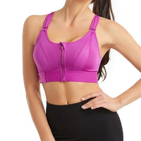 Plus Size Yoga Vest with Front Zip Closure-Purple-S-State of Style