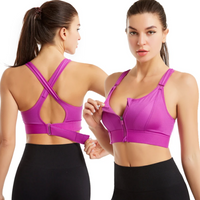 Plus Size Yoga Vest with Front Zip Closure-Purple-S-State of Style