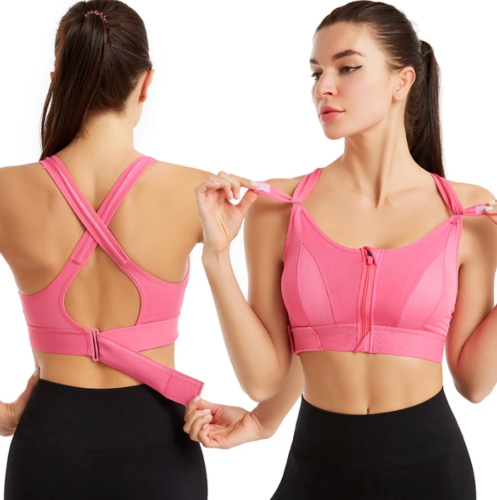 Plus Size Yoga Vest with Front Zip Closure-Rose Red-S-State of Style
