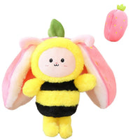 Plush Animal that Transforms into a Fruit Cuddly Toy - BerryBunny-20cm (7.9 inches 0.2kg)-Bee - Strawberry-State of Style