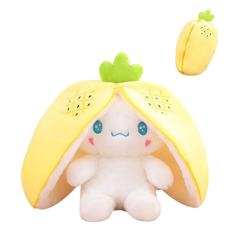Plush Animal that Transforms into a Fruit Cuddly Toy - BerryBunny-20cm (7.9 inches 0.2kg)-Cinnamon Dog - Pineapple-State of Style