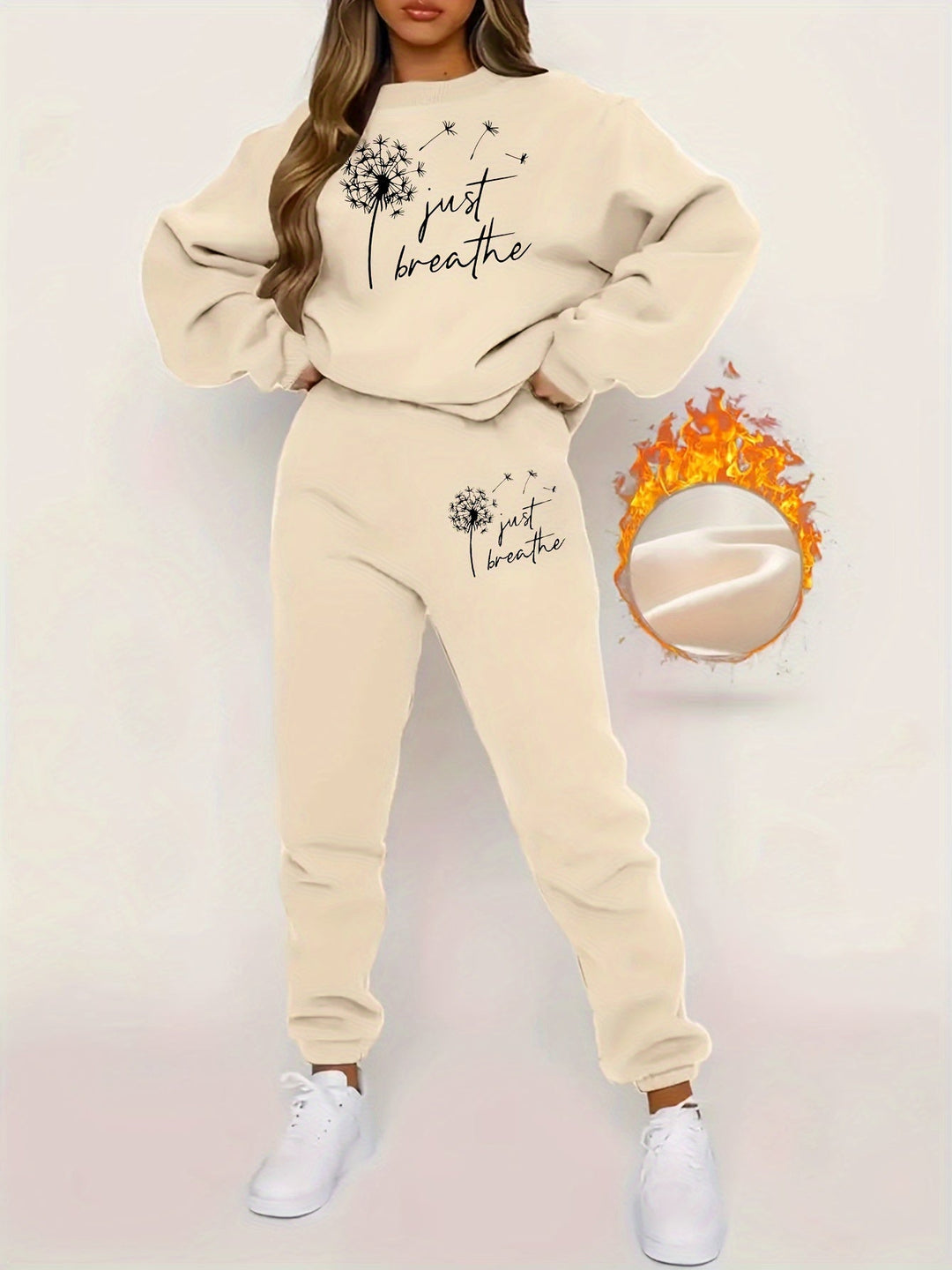 Plush-Lined Women's Jogging Set – Isadora-Beige-S-State of Style