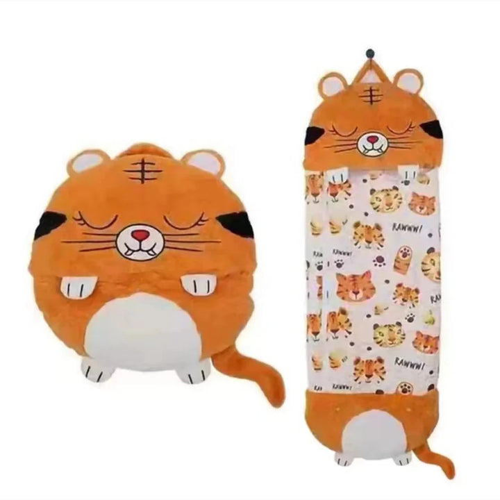 Plush Playmate and Sleeping Bag in One - SnoozeBuddy-Brown Tiger-Small(135×50cm)-State of Style