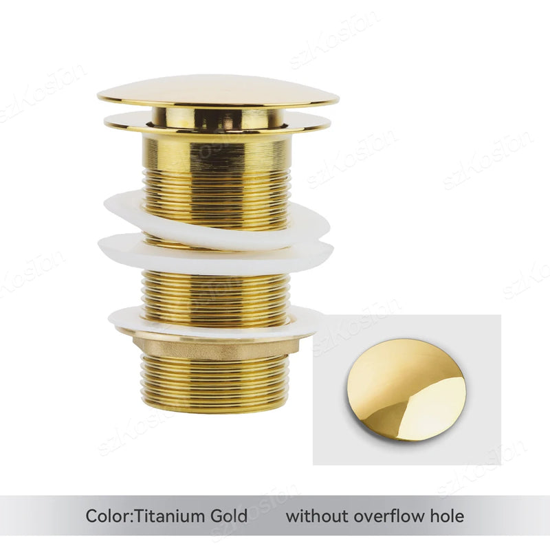 Pop‑Up Basin Drain Plug with Overflow Options – Buy 1, Get 1 Free-Brushed Gold-State of Style