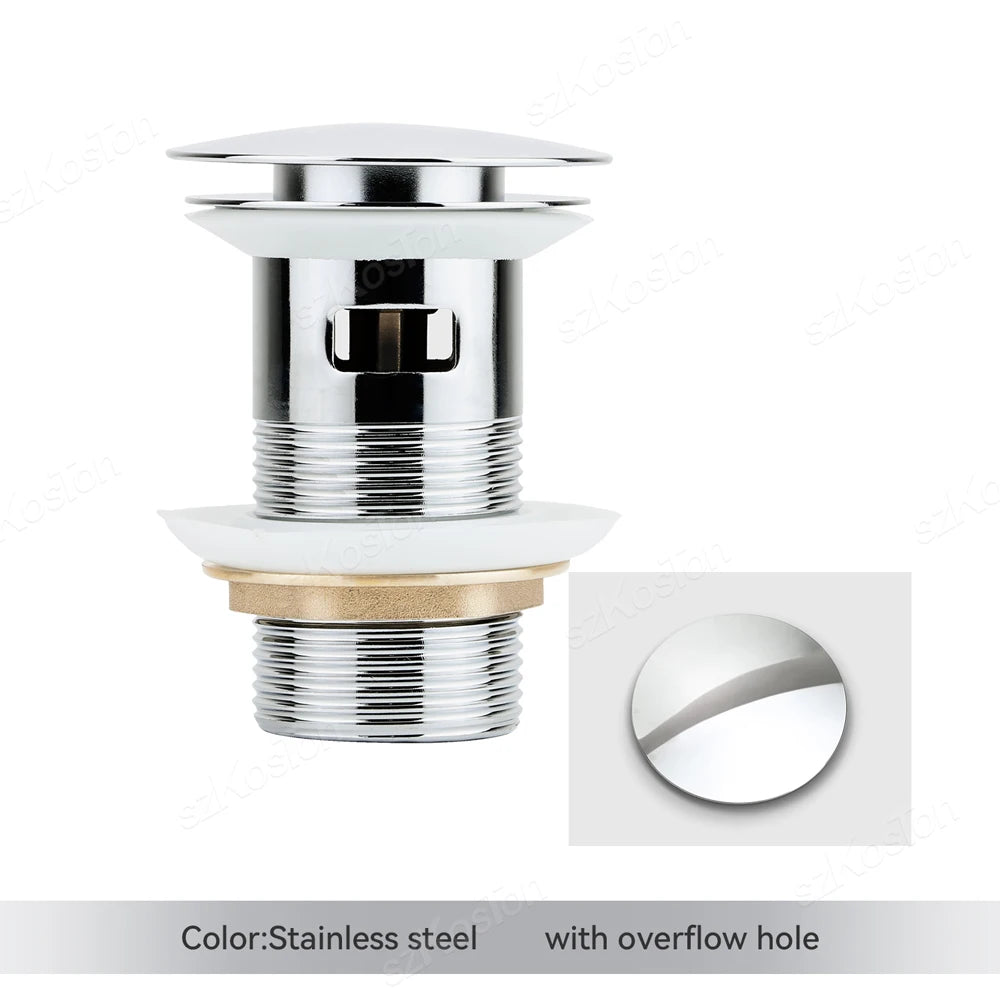 Pop‑Up Basin Drain Plug with Overflow Options – Buy 1, Get 1 Free-Brushed Gold-State of Style