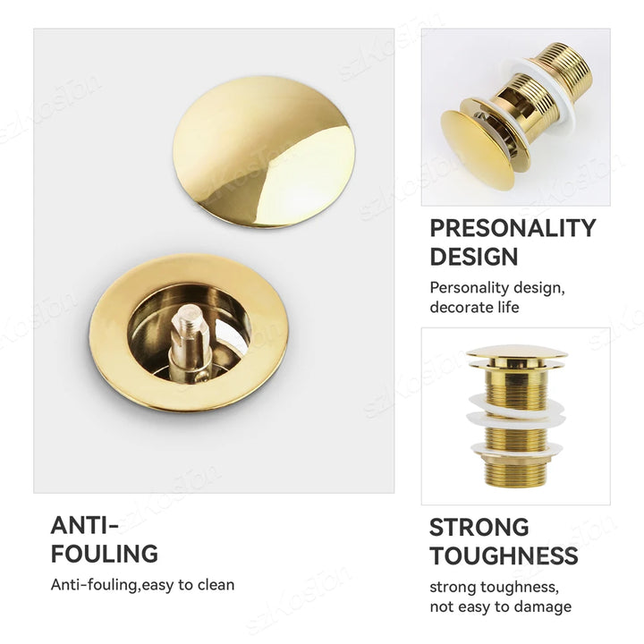Pop‑Up Basin Drain Plug with Overflow Options – Buy 1, Get 1 Free-Brushed Gold-State of Style