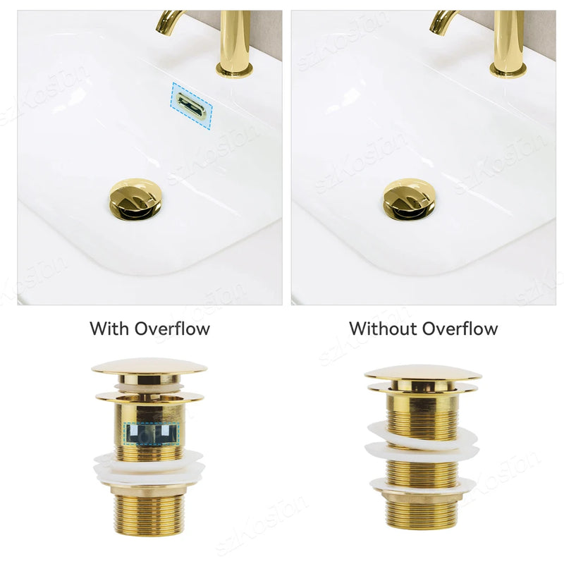 Pop‑Up Basin Drain Plug with Overflow Options – Buy 1, Get 1 Free-Brushed Gold-State of Style
